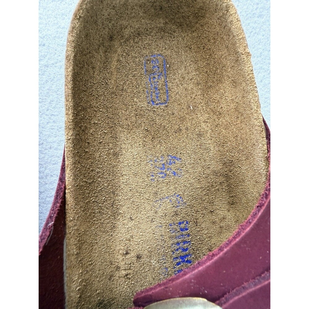 Birkenstock Arizona Sandals EU 42 Burgundy Nubuck Leather Slides - Picture 8 of 12